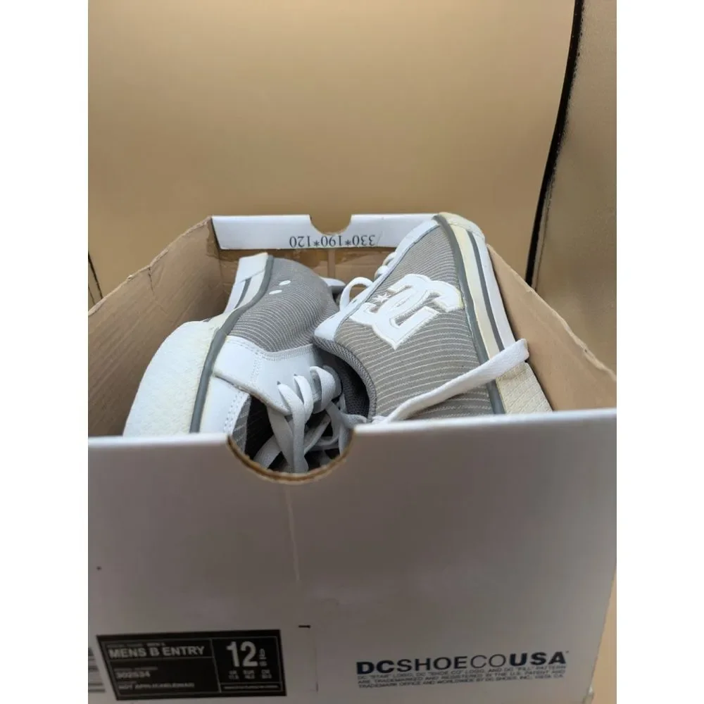 DC Men's Trase TX Sneaker, Size 12 M, Skate Shoes White, Gray ,B Grade